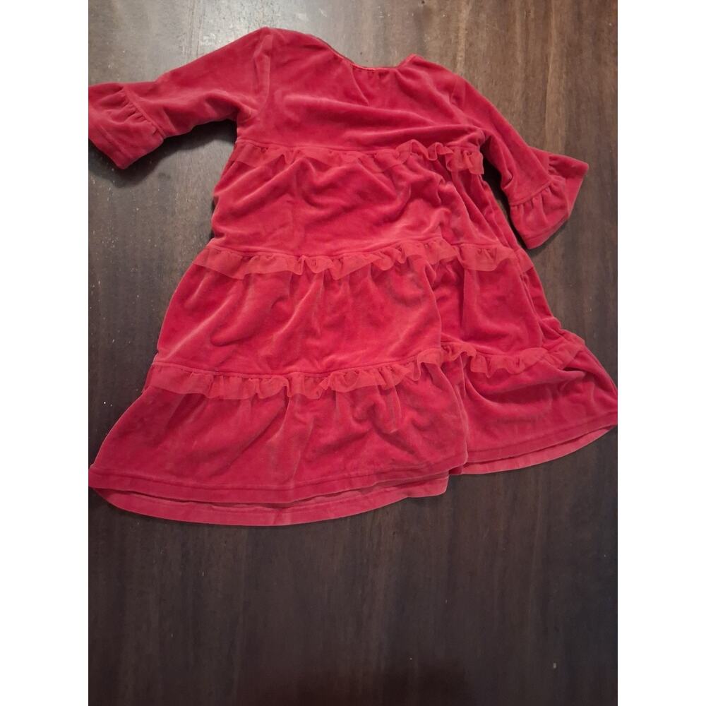 Bundle of 2 - Hanna Andersson Girls Velvet Ruffle Tiered A-Line Dresses Size 5 - Picture 4 of 6